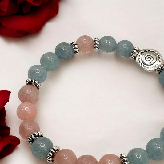 Aquamarine & Rose Quartz Bracelet