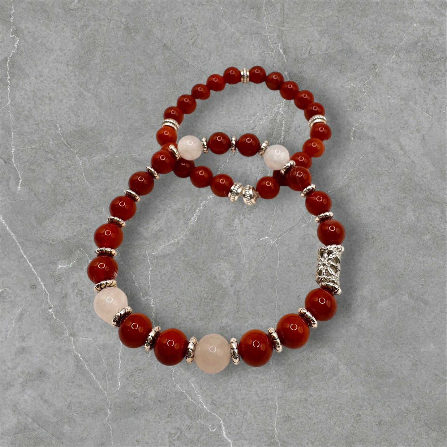 Red Agate & Rose Quartz Bracelet