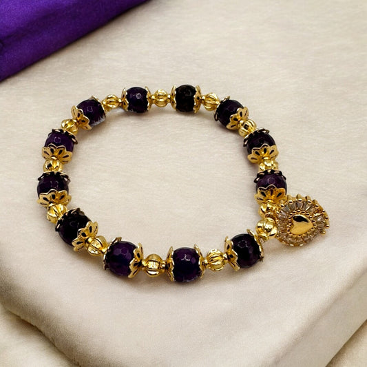 Amethyst & Golden colored Charms Bracelet