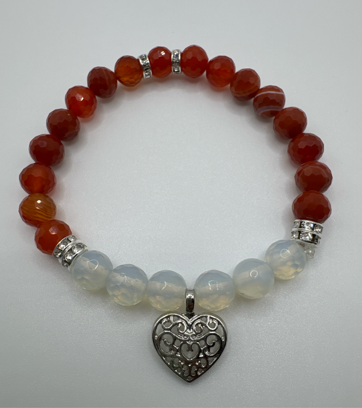 Red Sardonyx and Opalite Bracelet