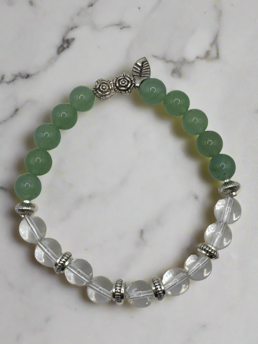 Green Aventurine & Crystal Quartz, “Clarity” Bracelet