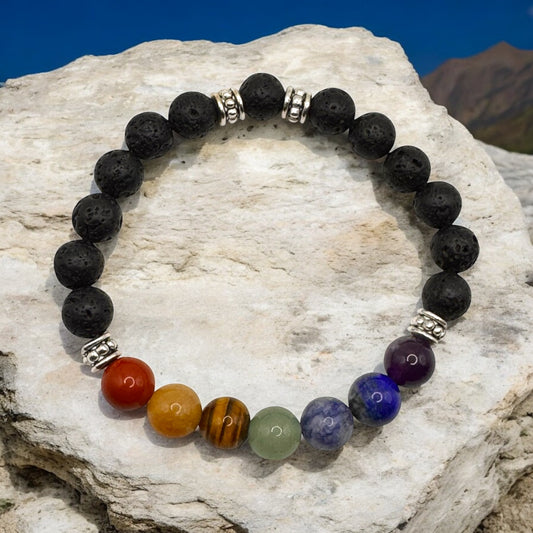 Seven Chakra with Larvikite Bracelet