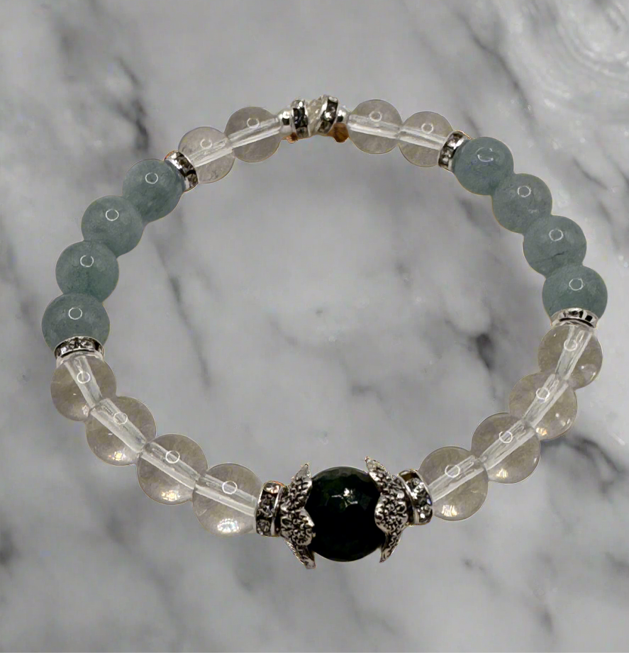 Aquamarine & Crystal Quartz Bracelet