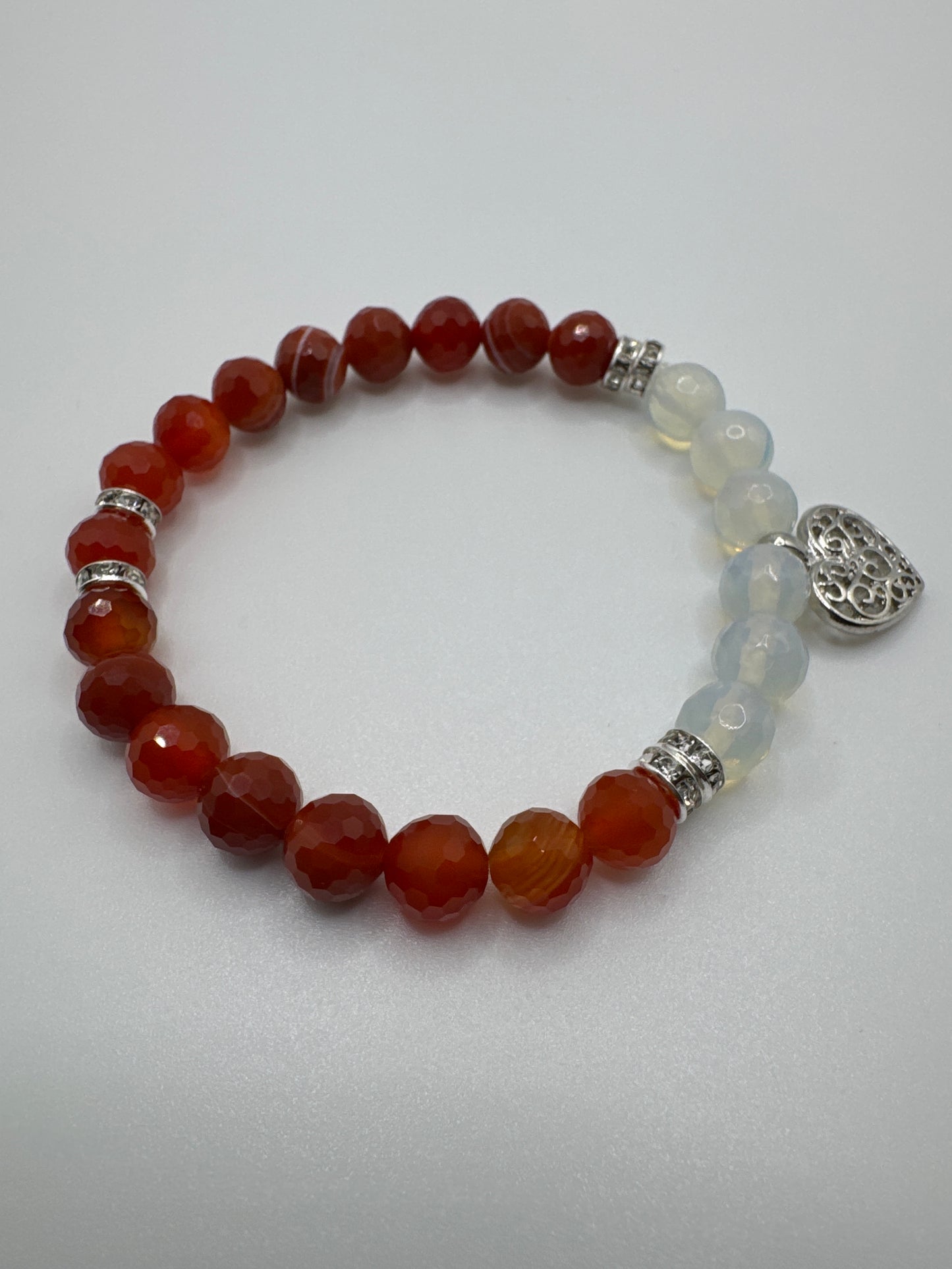 Red Sardonyx and Opalite Bracelet