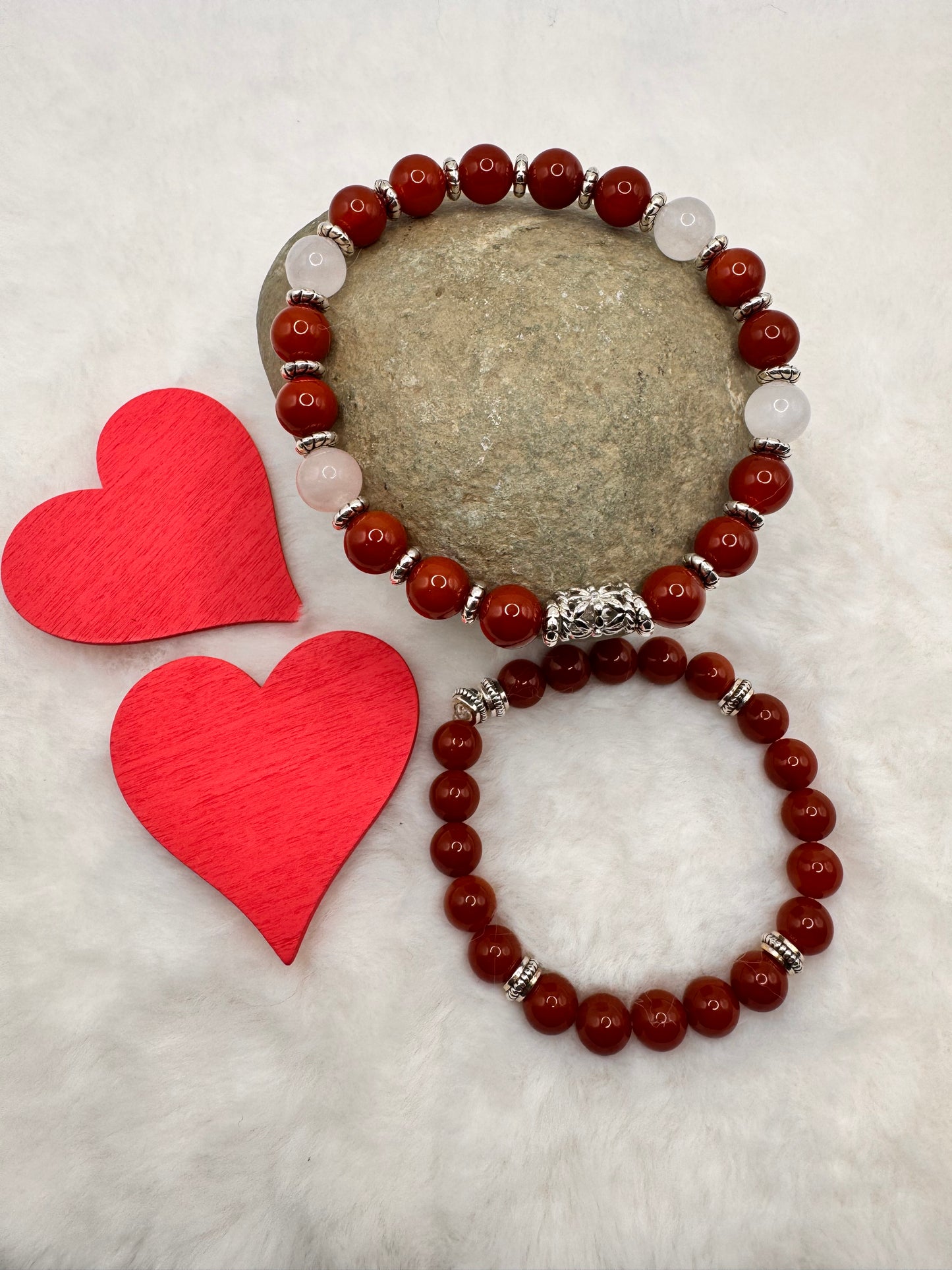 Red Agate & Rose Quartz Bracelet