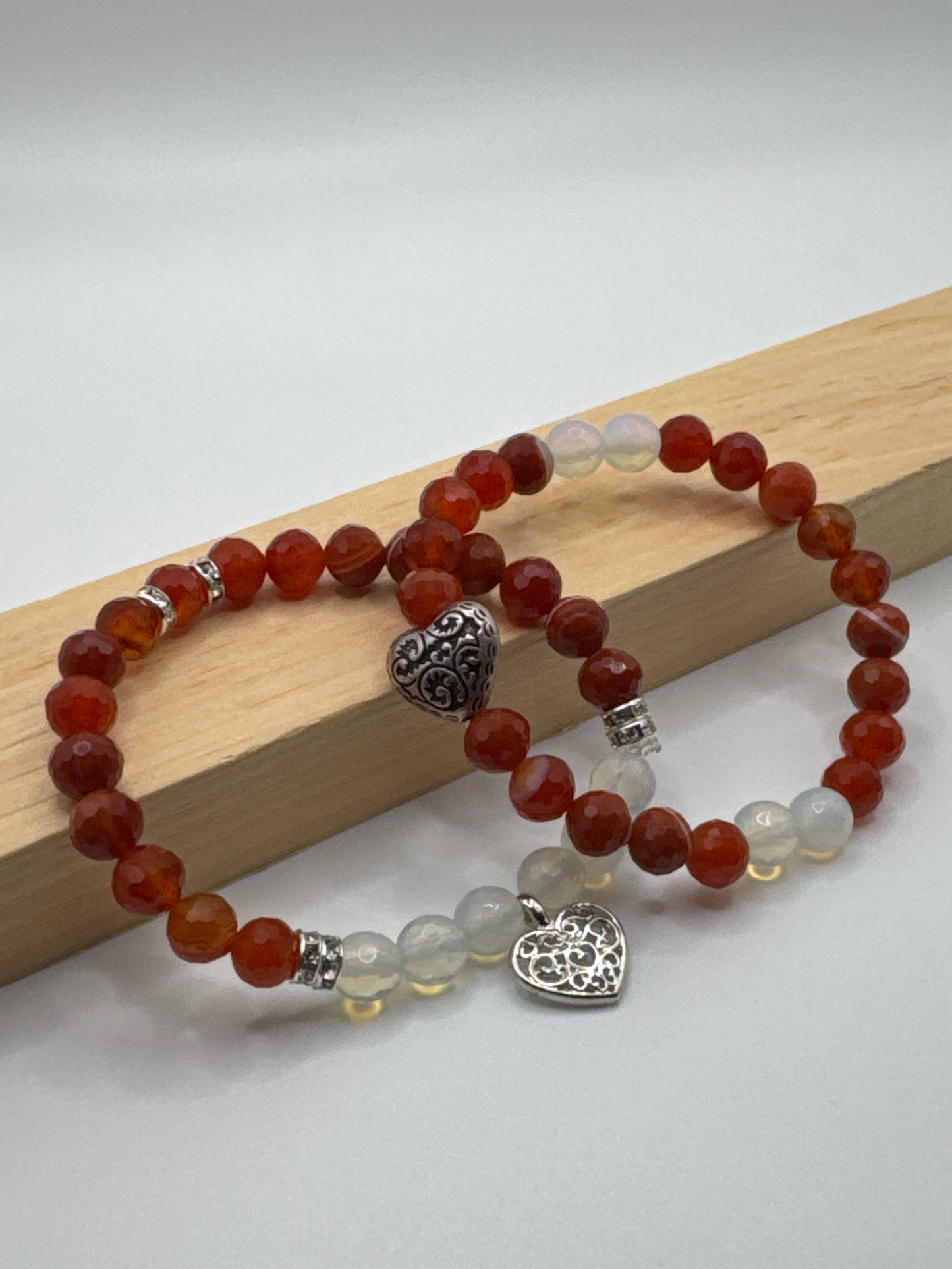 Red Sardonyx and Opalite Bracelet