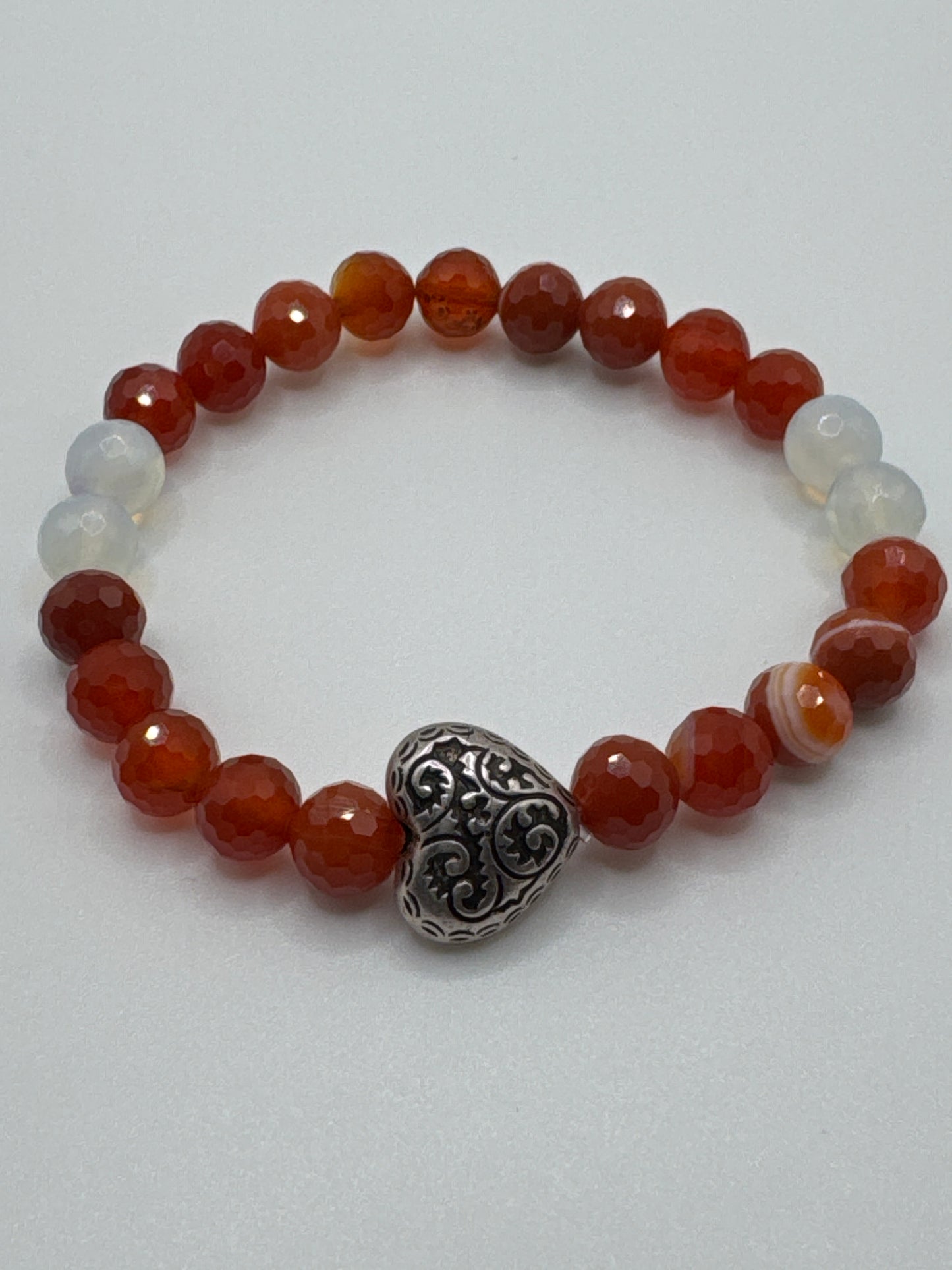 Red Sardonyx and Opalite Bracelet