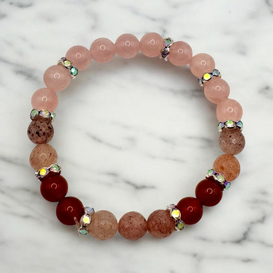 Rose Quartz & Strawberry Quartz Bracelet