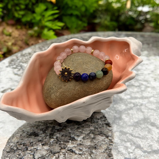 Seven Chakra with Rose Quartz Bracelet