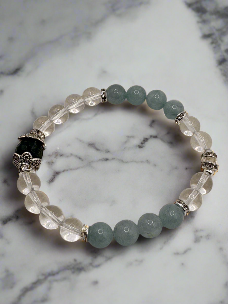 Aquamarine & Crystal Quartz Bracelet