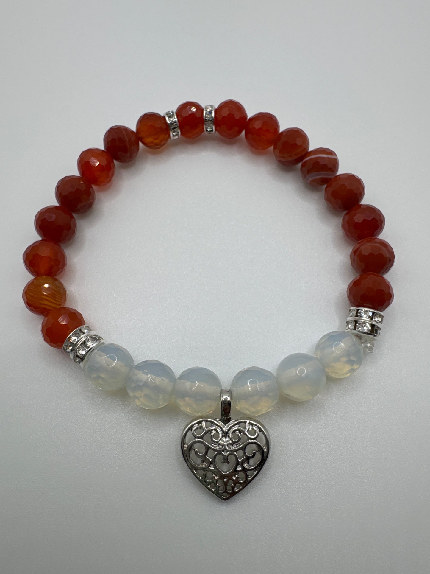 Red Sardonyx and Opalite Bracelet