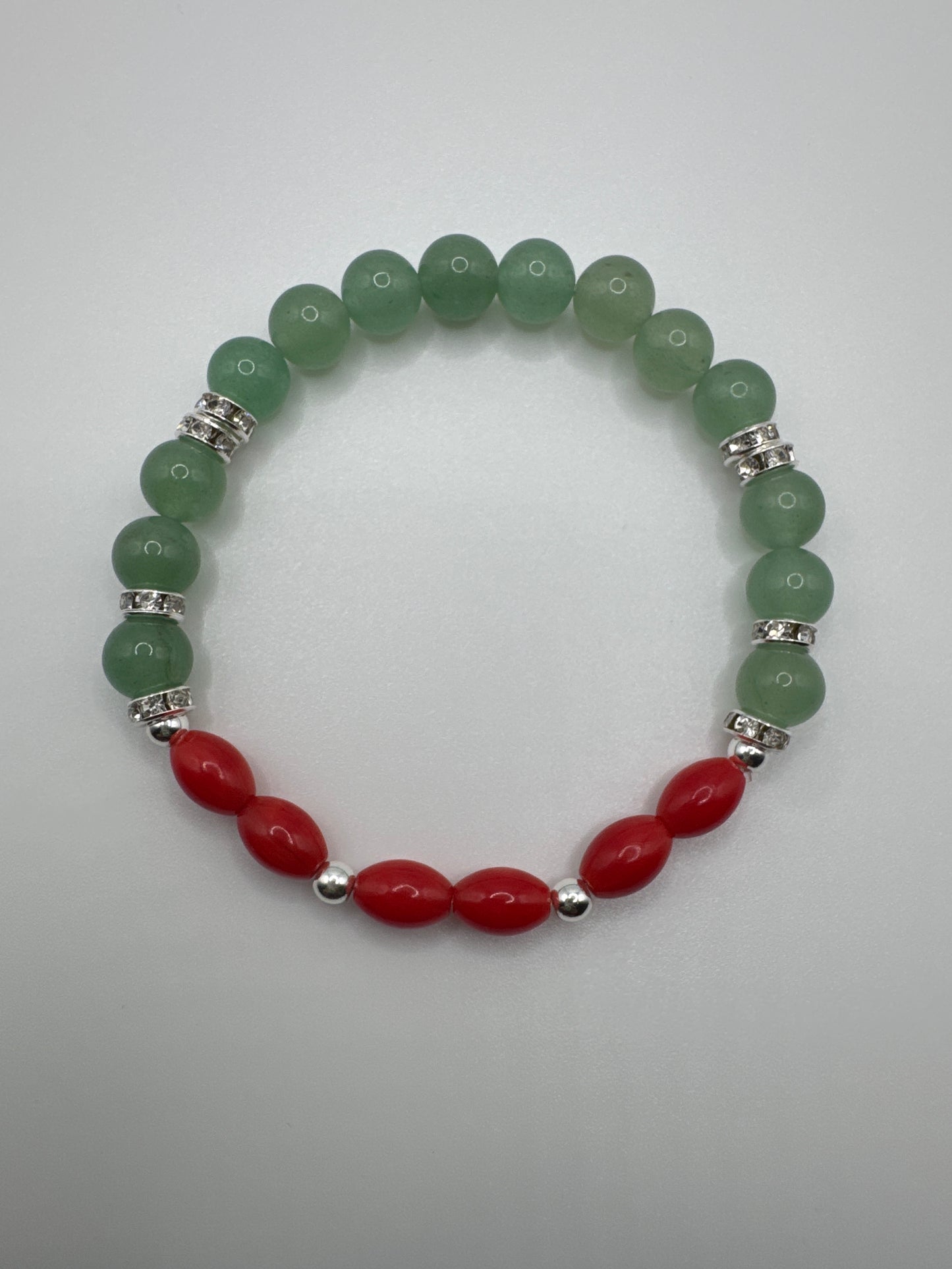 Green Aventurine & Coral, “The classic charm” Bracelet