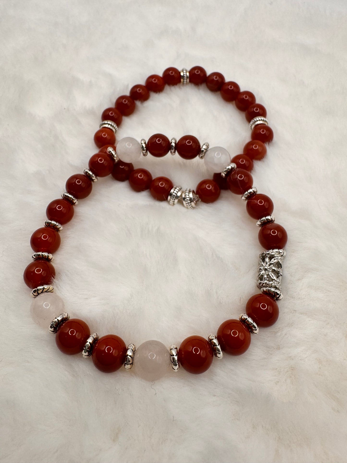 Red Agate & Rose Quartz Bracelet