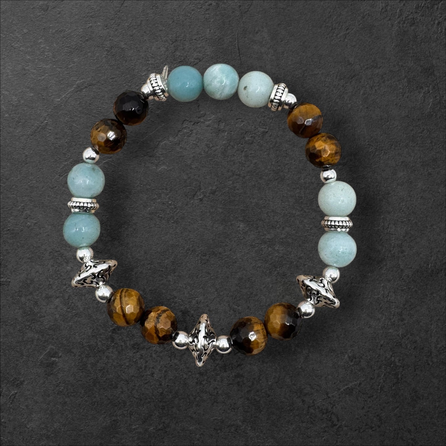 Amazonite and Tiger Eye Bracelet