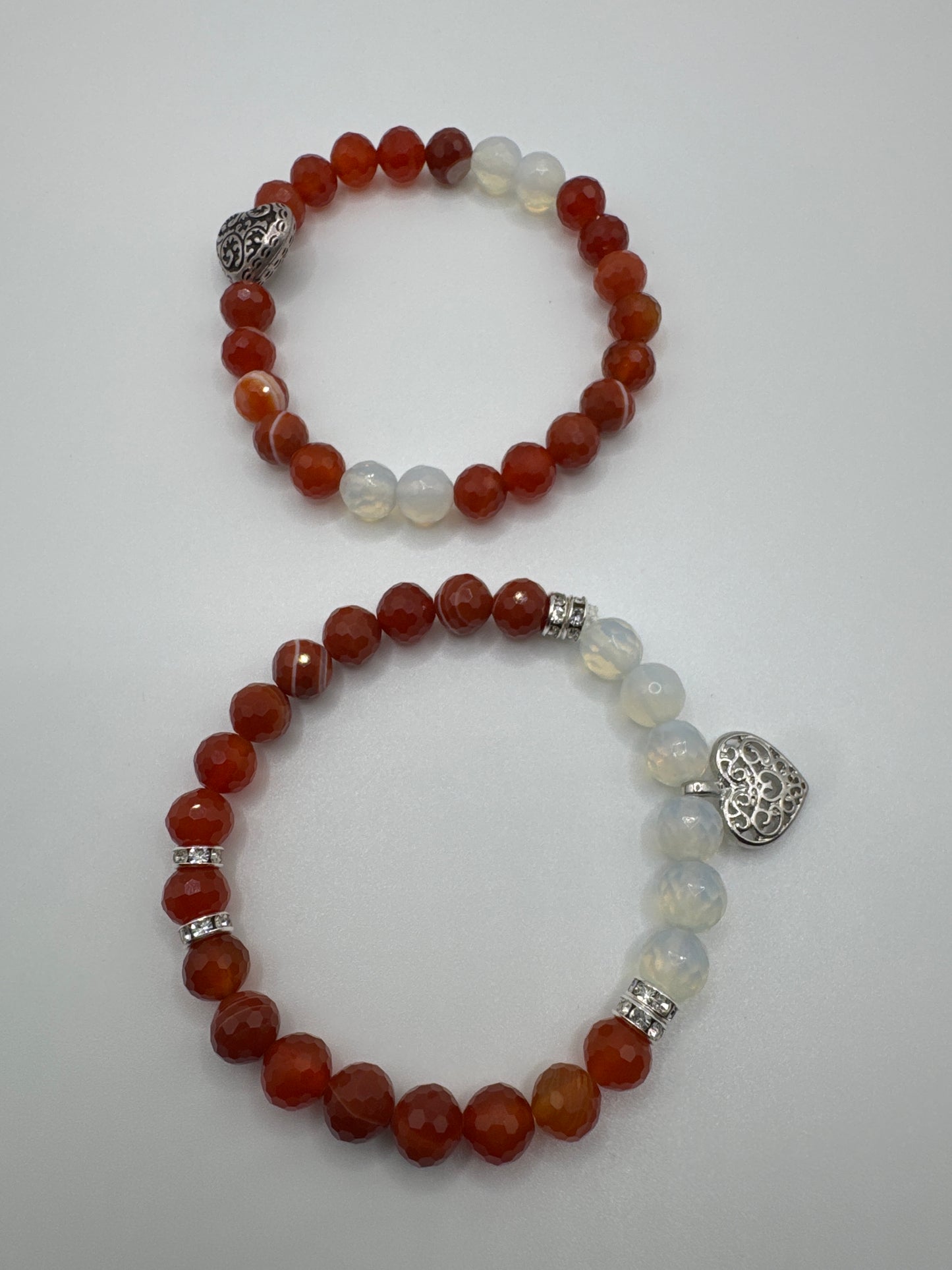 Red Sardonyx and Opalite Bracelet