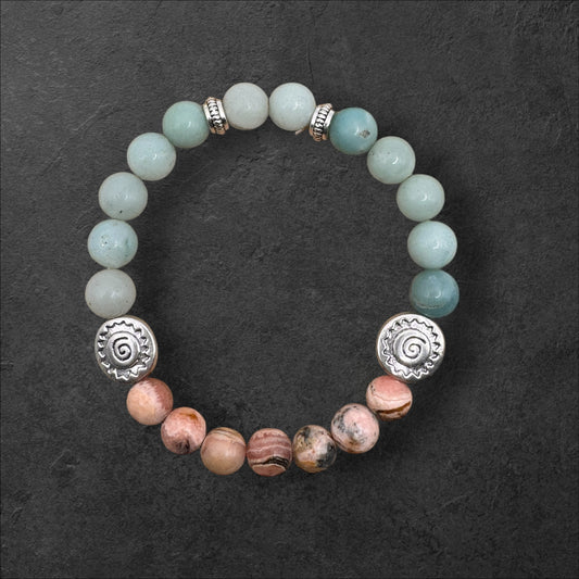 Amazonite and Rhodochrosite Bracelet