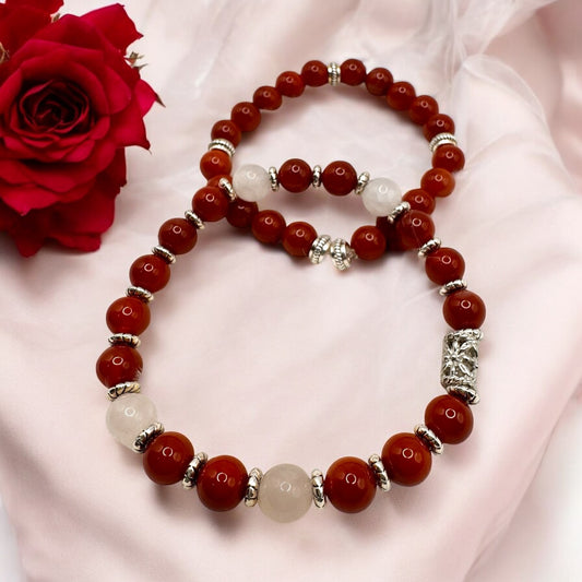 Red Agate & Rose Quartz Bracelet