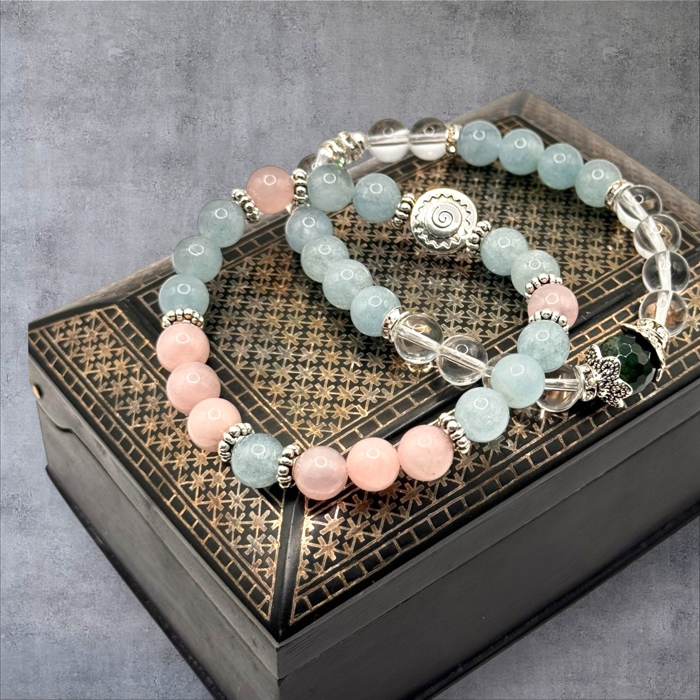 Aquamarine & Rose Quartz Bracelet