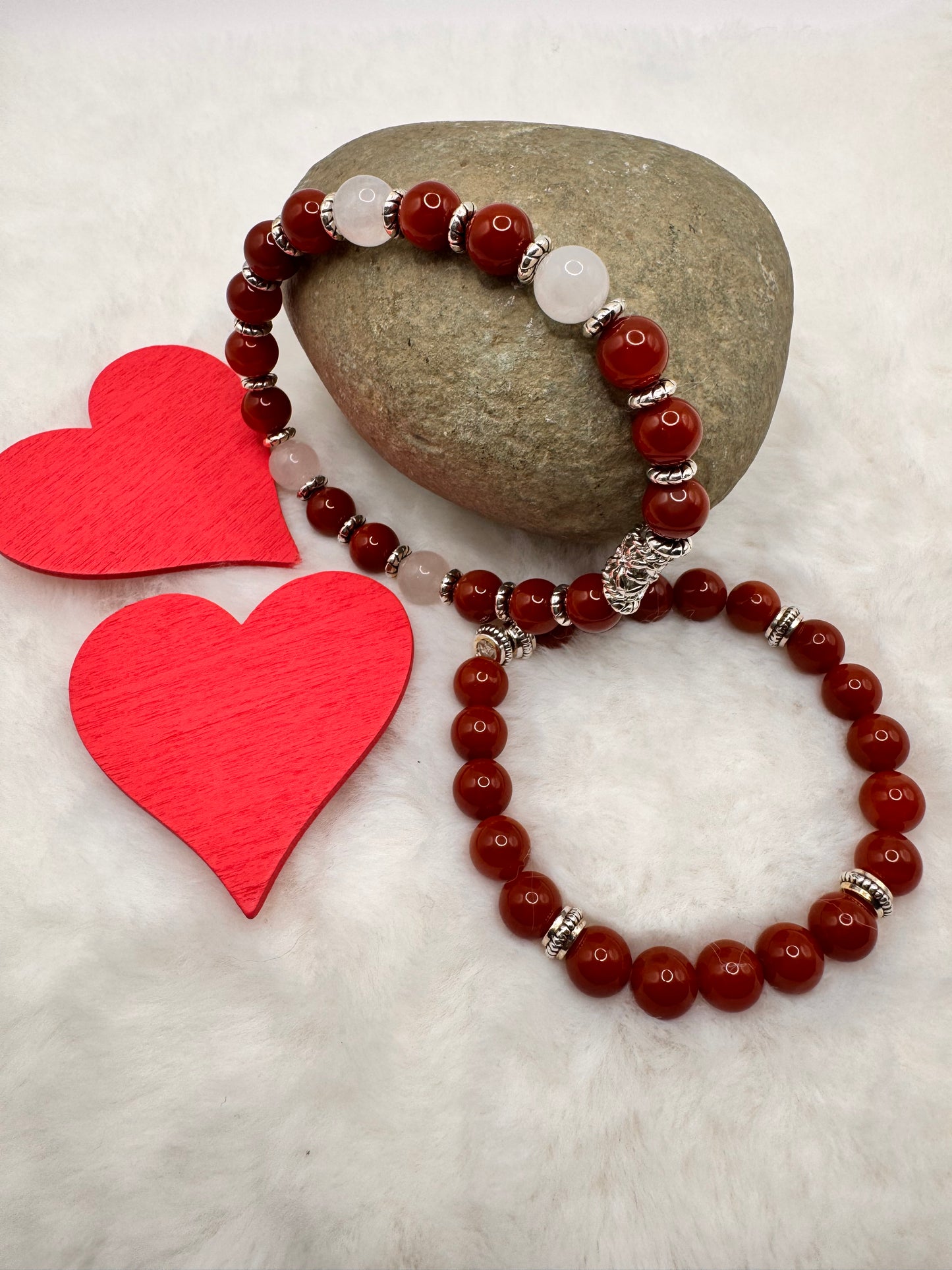 Red Agate & Rose Quartz Bracelet