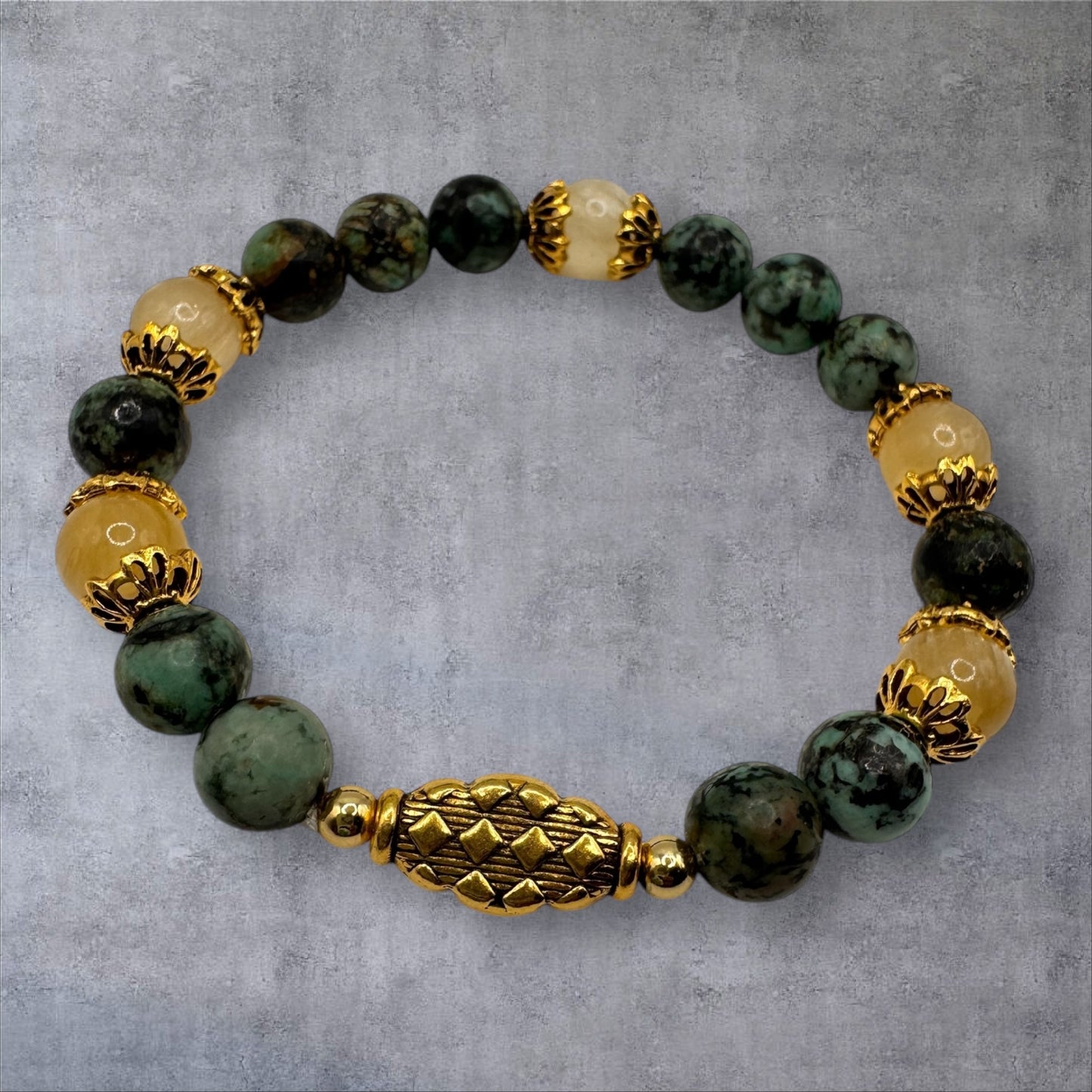 African Turquoise & Golden Selenite Bracelet