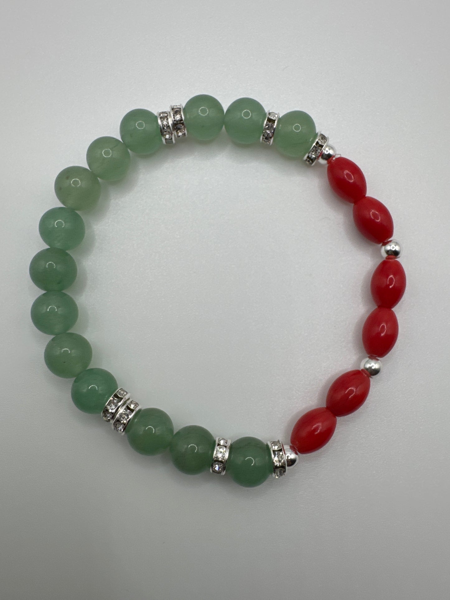 Green Aventurine & Coral, “The classic charm” Bracelet