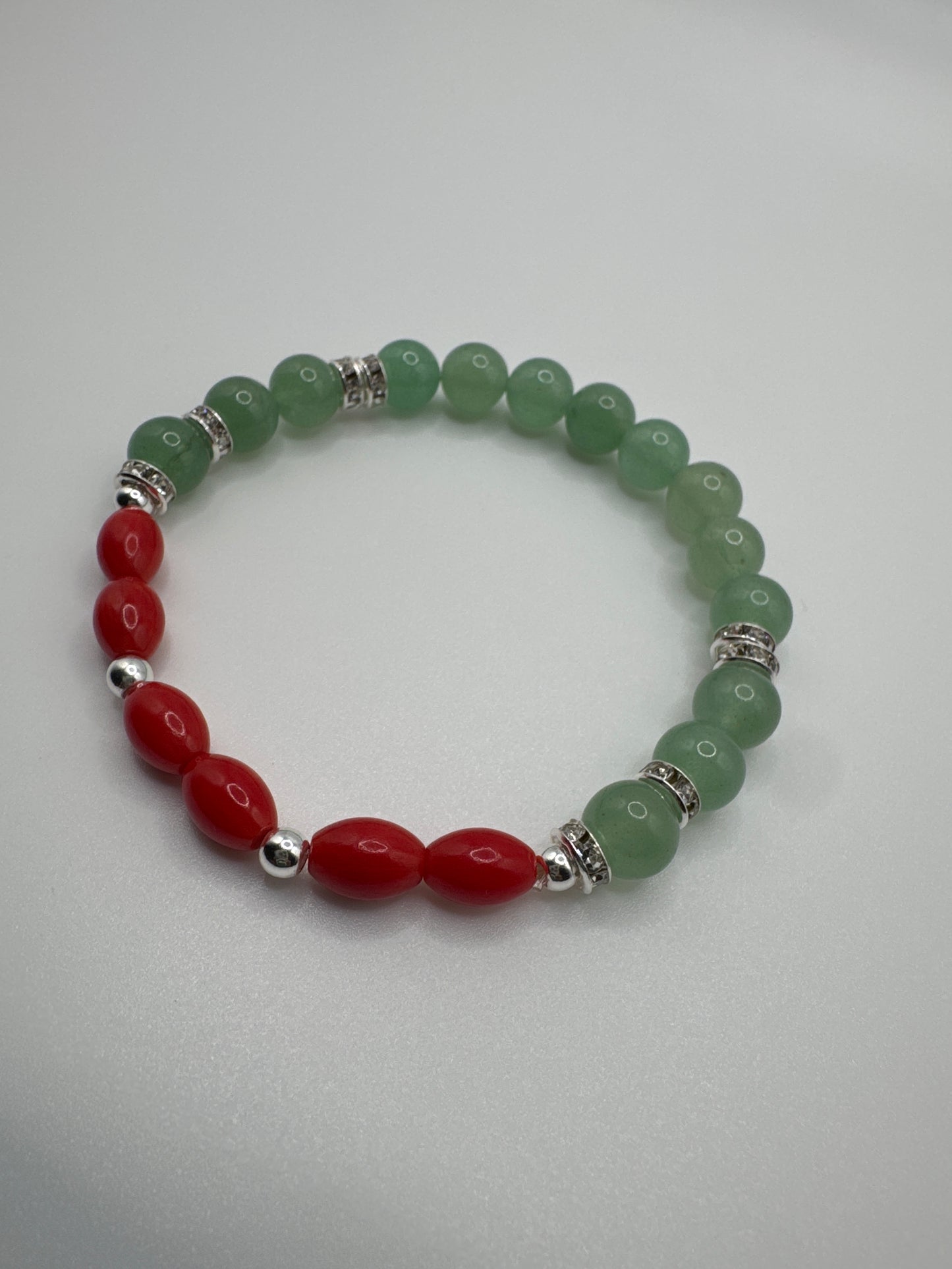 Green Aventurine & Coral, “The classic charm” Bracelet