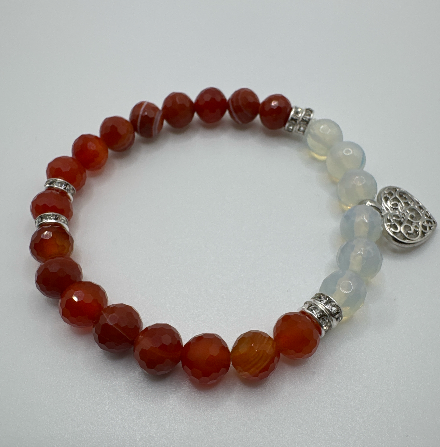 Red Sardonyx and Opalite Bracelet