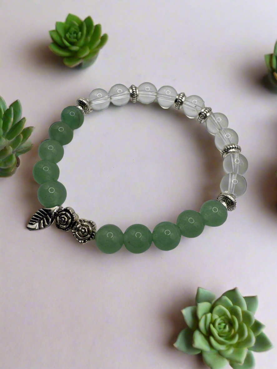 Green Aventurine & Crystal Quartz, “Clarity” Bracelet