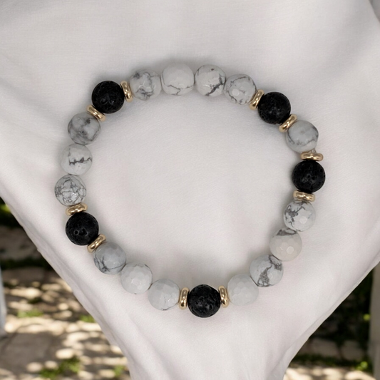 Lava Rock & Howlite Men's Bracelet