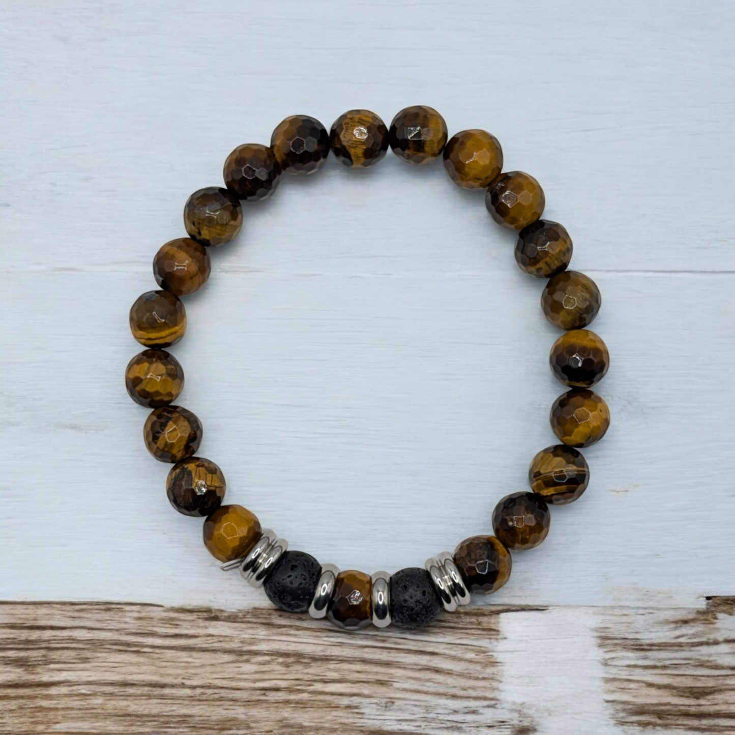 Tiger Eye & Lava Rock Men's Bracelet