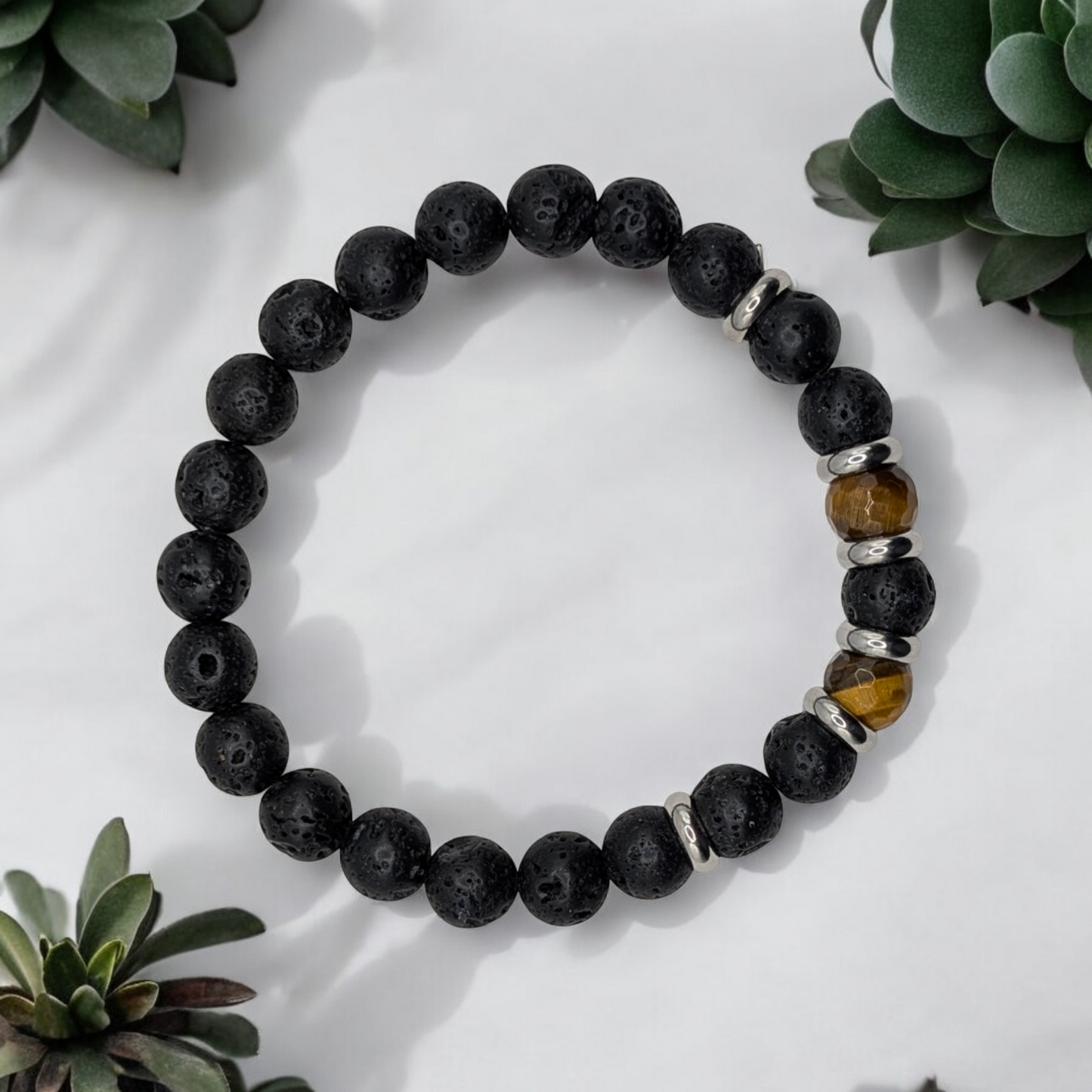 Lava Rock "Courage" Men's Bracelet